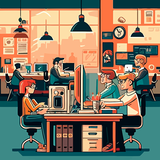 impressive engaging workplace cartoon vector flat