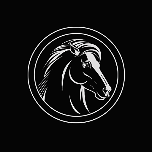 a minimalist horse logo , vector 2d, black and white