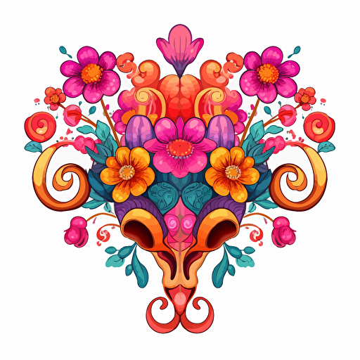 uterus. Cartoonish. Bright colors. Flowers. Fun. Vector, contour, White background. No mock-ups