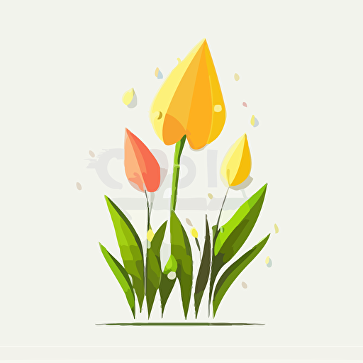 spring flower, isolated on white background, flat illustration style, vector art