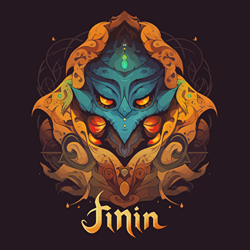 logo, djinn, by ghibli, vectorial, colorfull, adobe illustrator, textless, no text