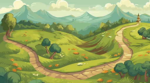 vector illustration of Landscape with many walking paths. Many paths to goal.