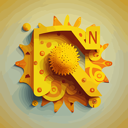 flat, vector, yellow sun, the letters NS