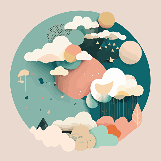 flat vector detailed image of sky, muted colors, high resolution, abstract collage qualities,