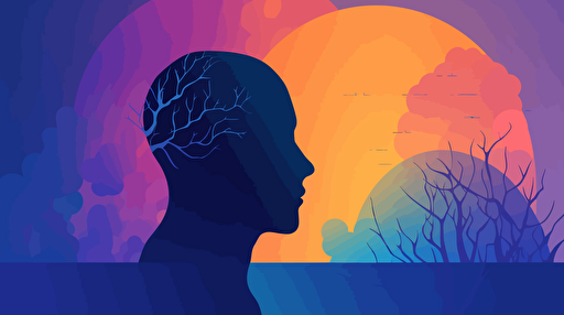 On the planet, AI helps humans learn knowledge, flat, vector, blue purple orange gradient, by Ivan Chermayeff,