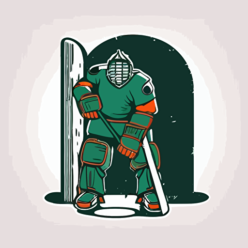 hockey goalkeeper stand in the gate minimalist vector mascot style