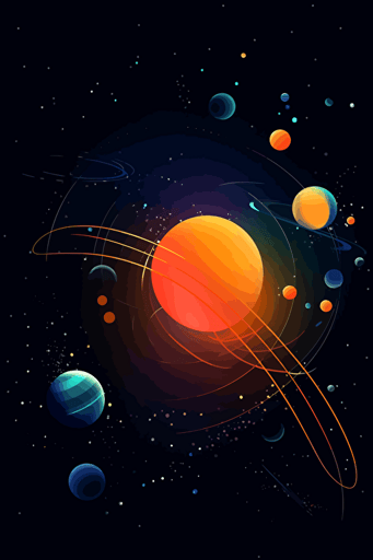 solar system, abstract, minimalistic vector,