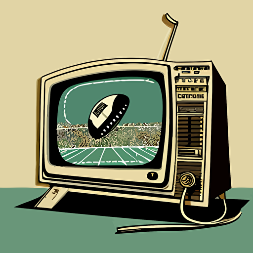 cartoon, vector image, a television showing a football game