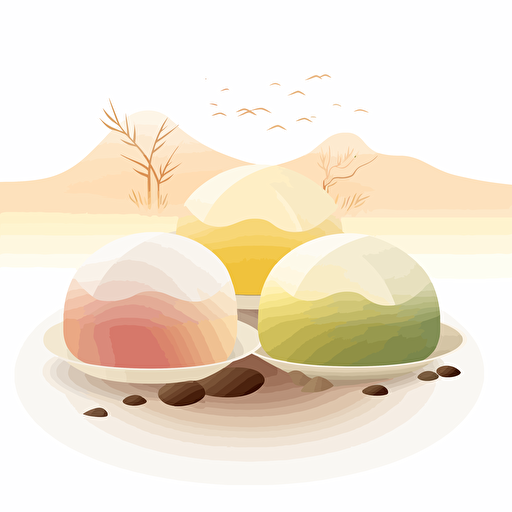 mochi desert, vector art, white background