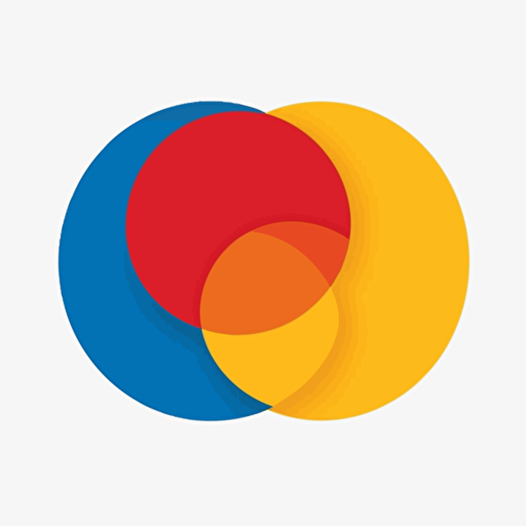 a vector logo of a venn diagram with three circles. Make them have the primary colors and the secondary colors where the circles overlap. Make this a crest. Modern, simple and elegant.