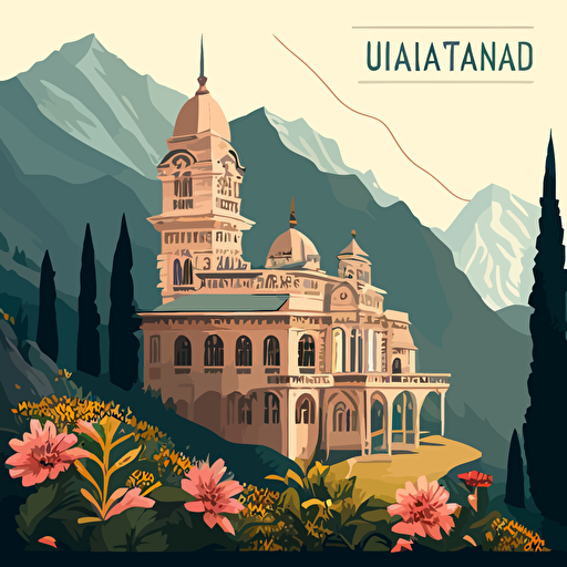Uttarakhand Inda vector wallpaper with architecture and flora theme