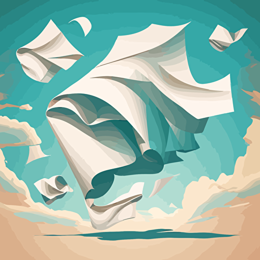 sheets of paper blown about by the wind, vector illustration