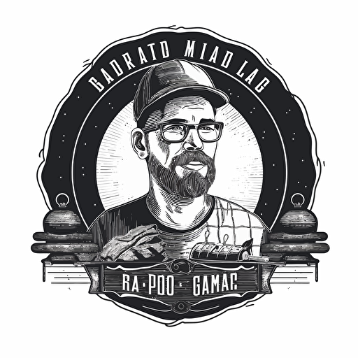 make logo about a dad and a grill, vector art, black only on a white background c 100