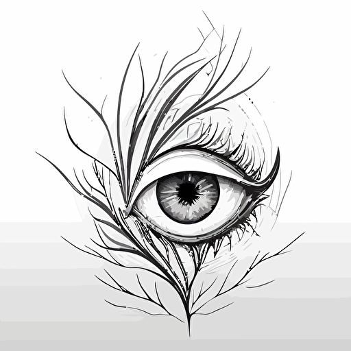 Abstract, minimalist, dragon eye in the style of a single line drawing, Vector, white background, masterpiece, trending on Artstation and Dribbble.