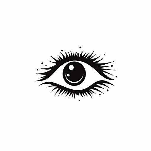 a minimalisitc cartoon, pop up art style logo of one eye, black vector, white background