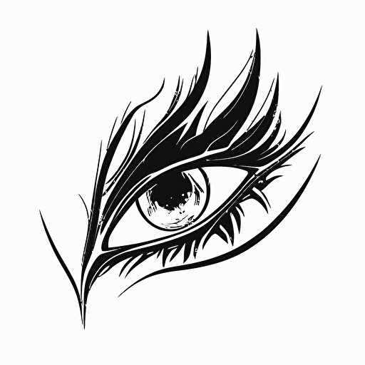 Abstract, minimalist, agressive wraith dragon eye in the style of a single line drawing, Vector, white background, masterpiece, trending on Artstation and Dribbble
