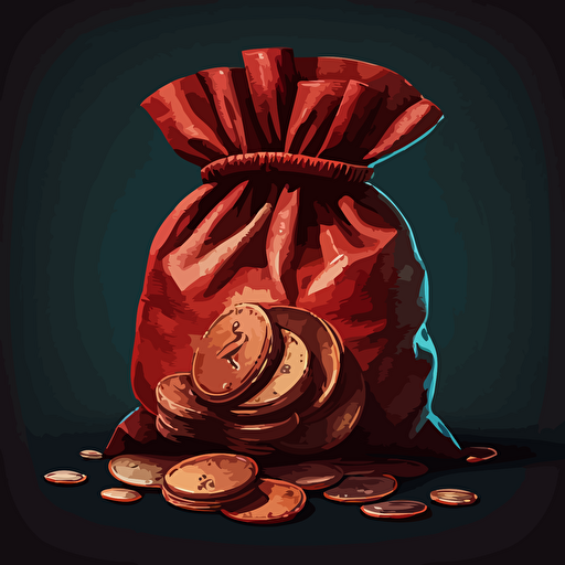 / tip of the red money bag vector with coins