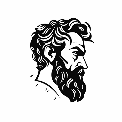 Epictetus illustration, minimal, outline strokes only, black and white, logo, vector, minimallistic, white background