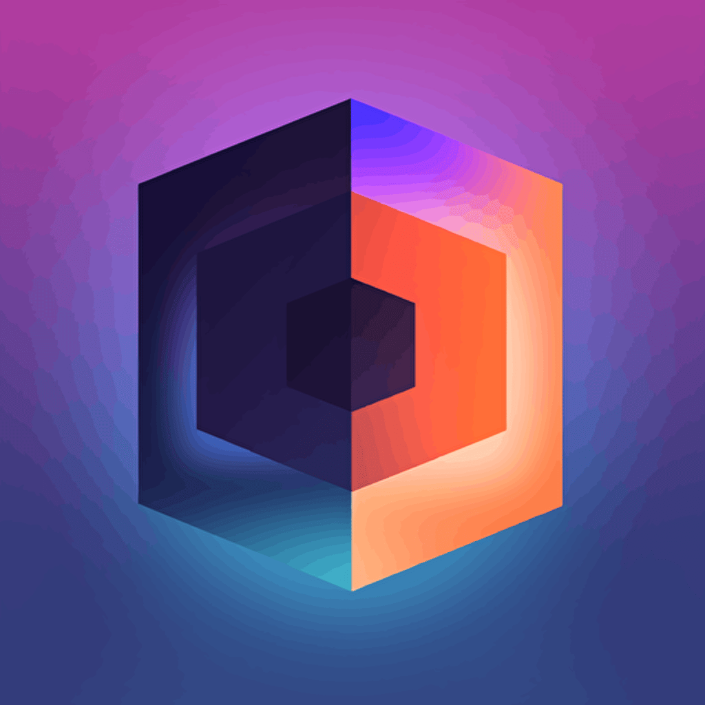 flat vector logo of square universe, blue purple orange gradient, simple minimal, by Ivan Chermayeff