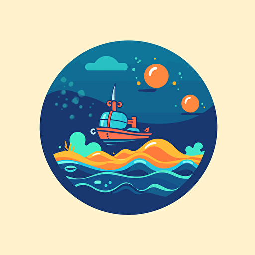 sub board, sea, summer, vector logo