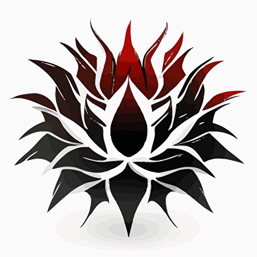 a white, black, and red logo shaped like a lotus flower but the petals are sharp teeth, vector