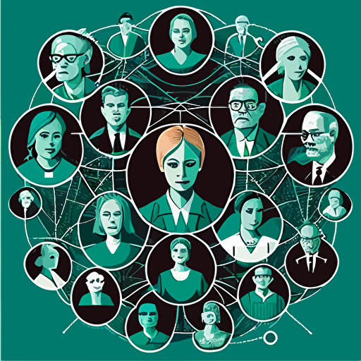 network of caretakers, vector illustration