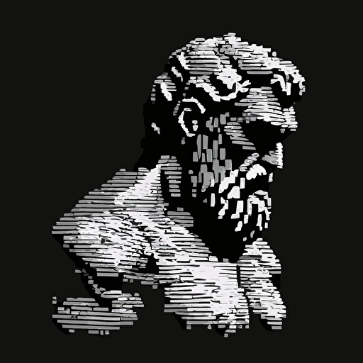 16bit 1600’s painting , white on black background, no shading, 2D, vector, 3:4