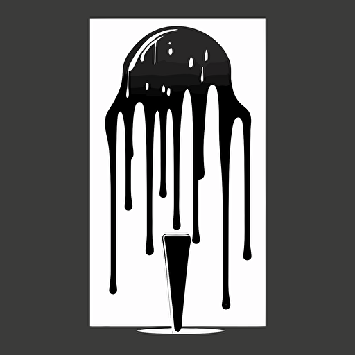 popsicle dripping logo without text, vector design, flat, modern, black and white