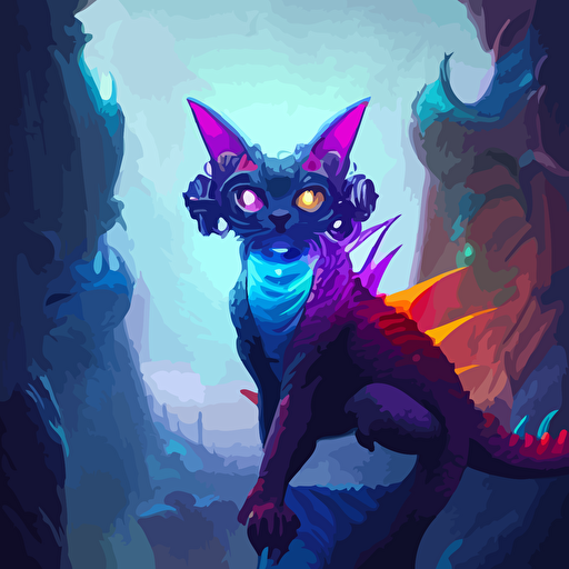 beautiful colorful dragon cat intricate portrait occult cyberpunk ancient futuristic dark art occult petros afshar artgerm eddie mendoza peter mohrbacher octane render 3d unreal engine depth field bokeh motion blur blur