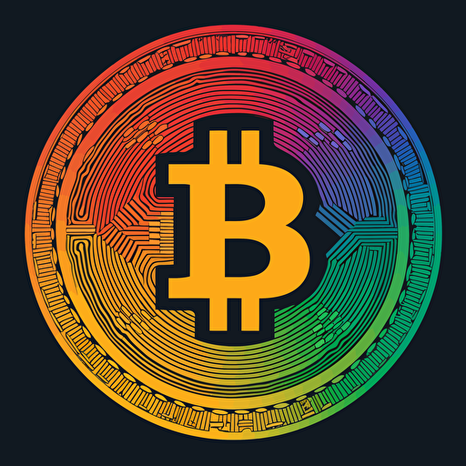 simple btc image, using only maximum of 9 colours, must include btc logo colour, vector art