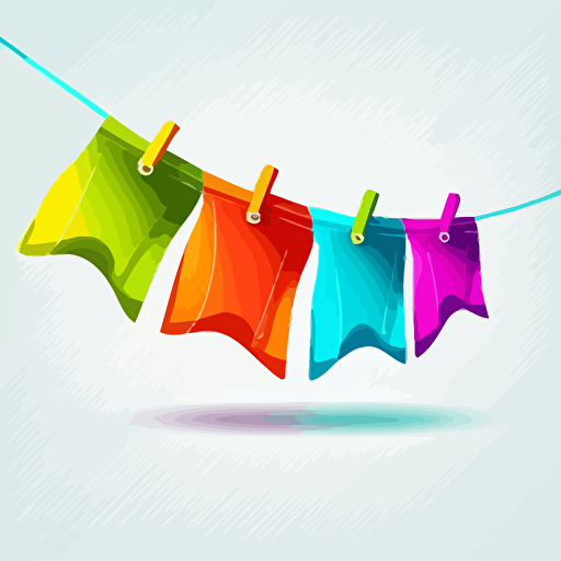 vector, nice color,white background, Multicolored Laundry on Clothesline