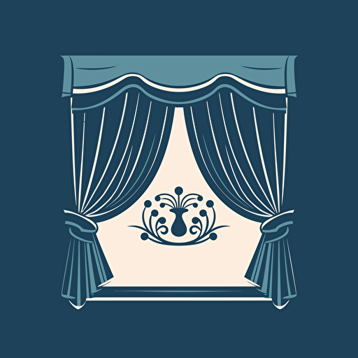 a logo for a company that designs window shades and curtains, vector art, blue