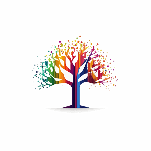 tree of data analytics logo, minimalistic, vector, white background