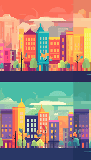 cityscape flat vector, colorful