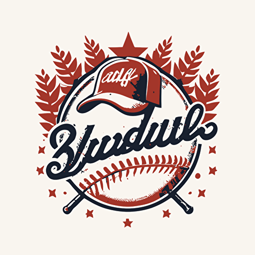 simplistic baseball logo, white background, vector