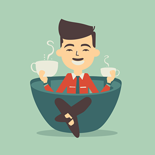 Sitting in a cup of coffee, PNG, vector illustration