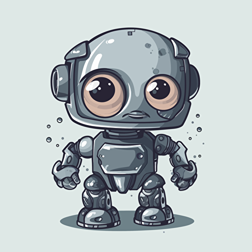 a mascot logo of a cute robot, simple, vector, no shading detail