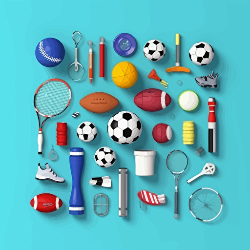 sports equipment on light blue vector