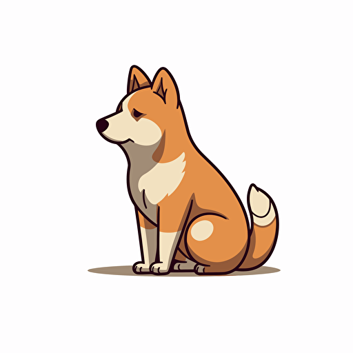 left side profile shot simple cartoon 2d Shiba Inu wearing 2d vector
