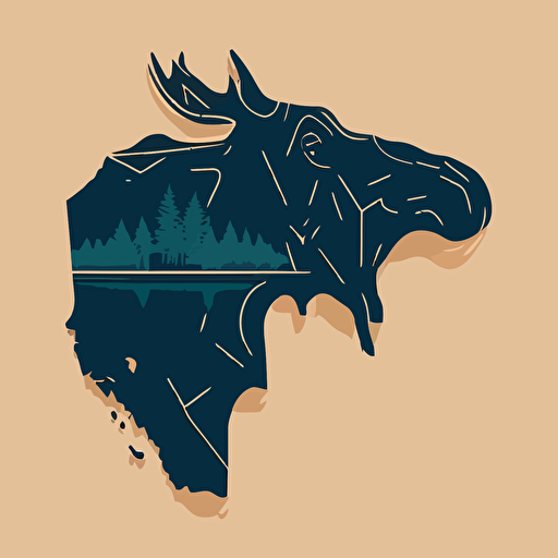 logo, state of New Hampshire outline, key visual, icon, negative space, moose, vectors