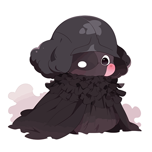 A female baby fur darth vader, goofy looking, smiling, white background, vector art , pixar style