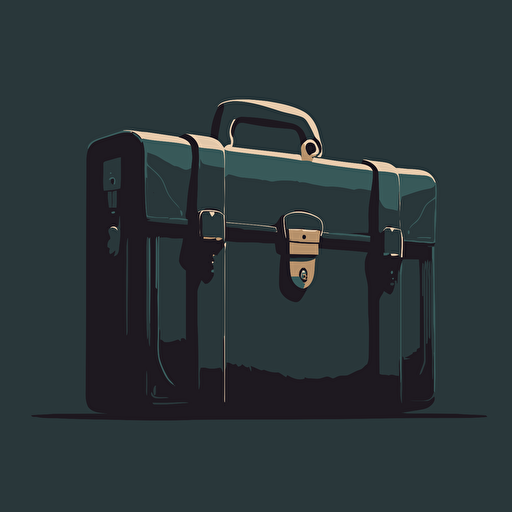 an illustrated scene of a closed briefcase. Vector. Moody.