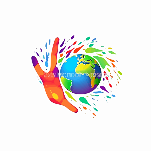 colorful, vector logo white background , save the planet