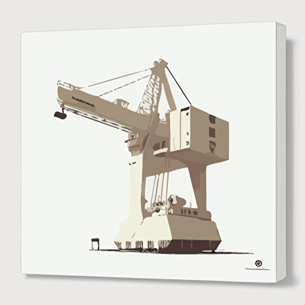 portal crane, white background, vector, minimalism, sea container