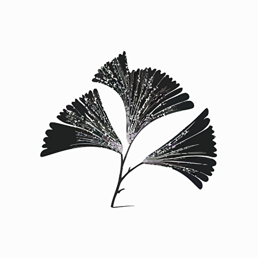 vector logo of a minimalist stylized ginkgo leaf, mono-color, white background, no text