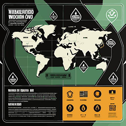 map of the world as vector image in the background, dangerous goods markings in the front