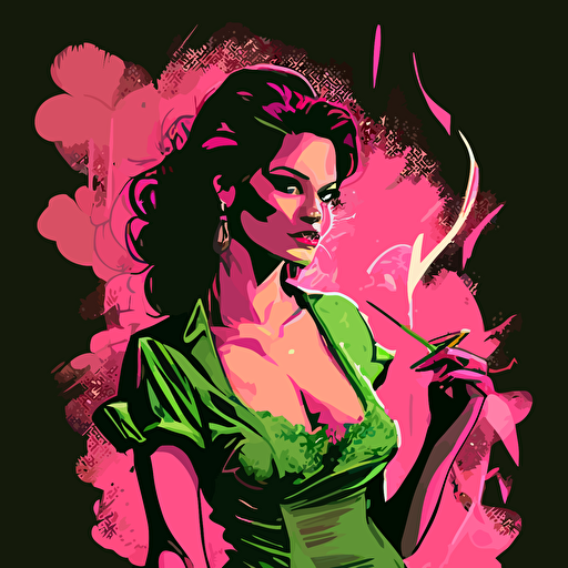 vector,pink,light green,Sas, girl,Cigar, digital dress