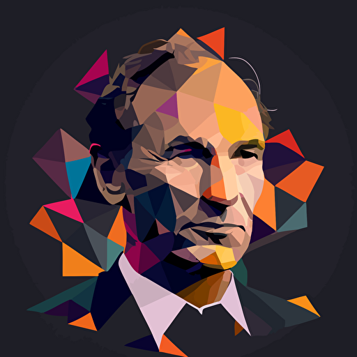 Tim Berners-Lee as flat vector art, black background