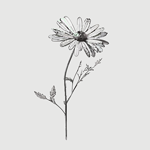 minimilist black line simple line drawing of a daisy, top down, simple vector, white background