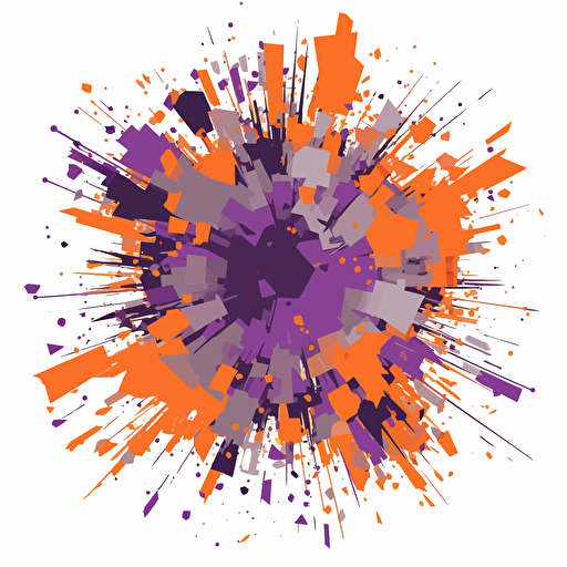 a exploding purple orange vector octagon on white